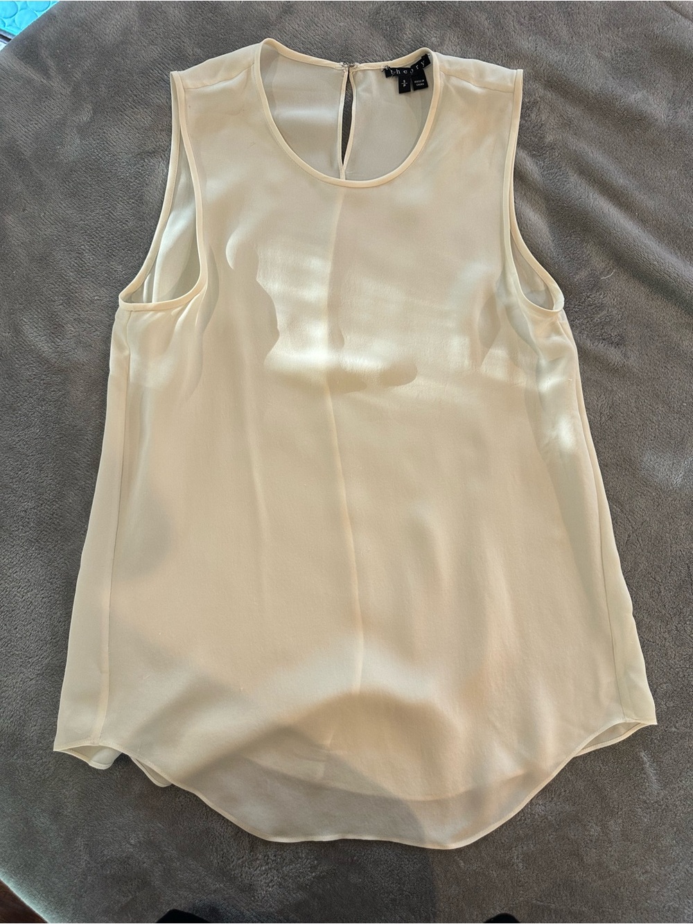 Theory Silk Sleeveless Blouse S Ivory Cream